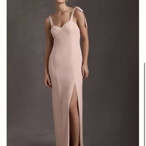 BHLDN Blush Pink Maxi Dress with Slit Tie Strap Boob Detailing Size 8